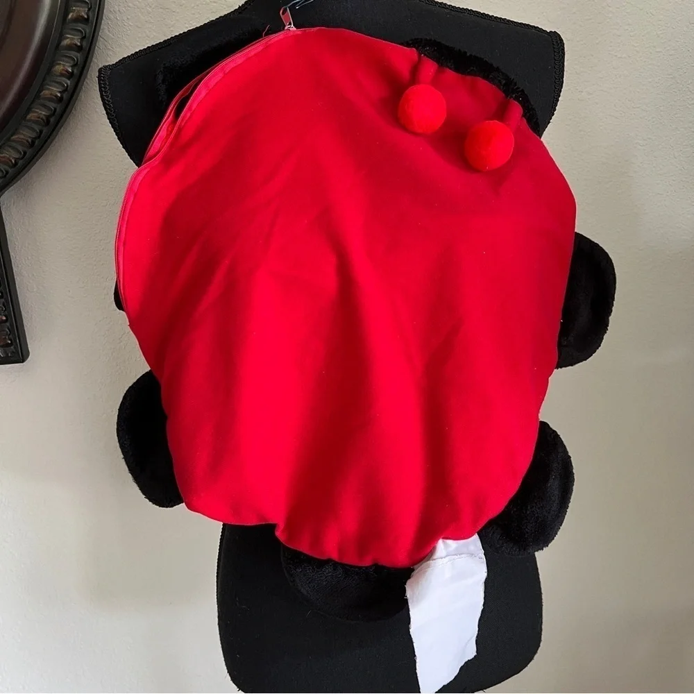 Lady Bug Round Bright Red Black Fuzzy Pillow Cover